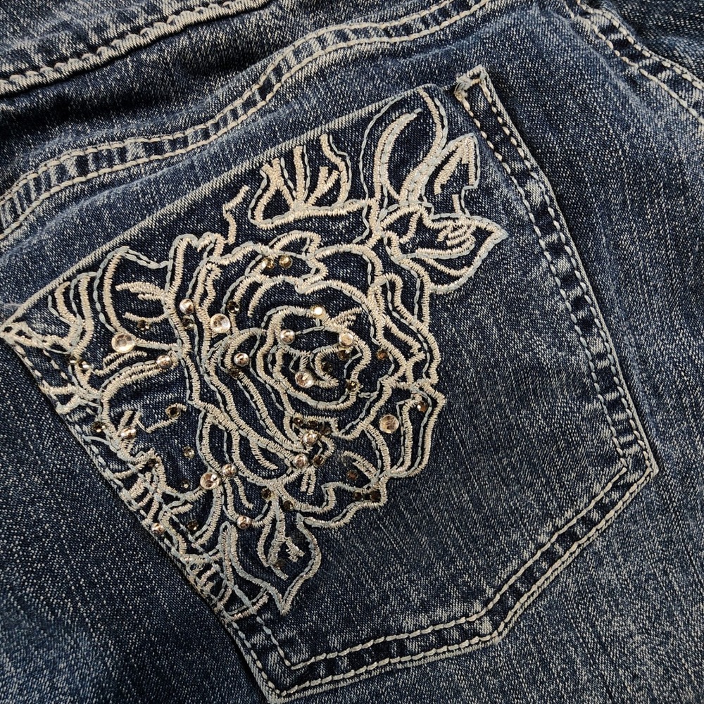 Apt. 9 Jeans Women 12 Blue Floral Embroidered‎ Pocket Bootcut Modern Fit